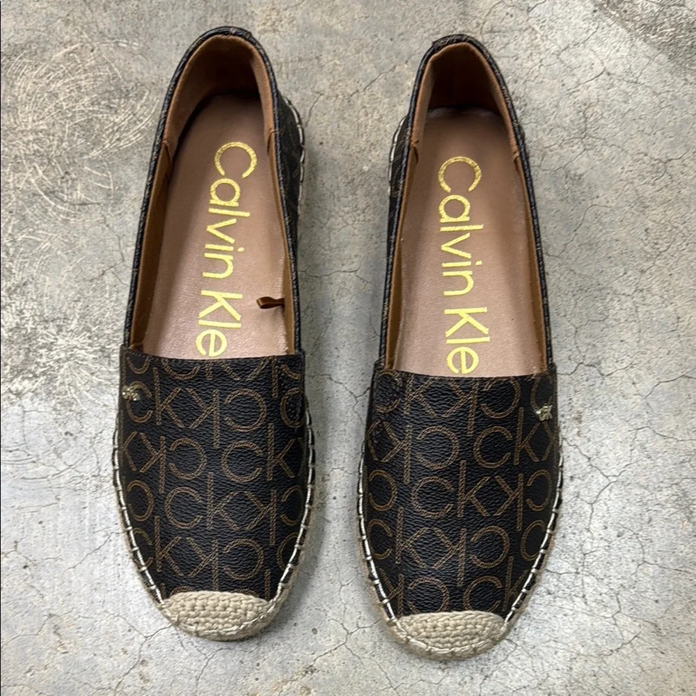 *Calvin Klein Brown Espadrille Slip-On Shoes